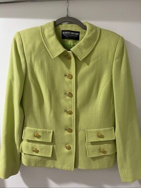 Herbert Grossman Designed by Cynthia Sobel Green Tailored Wool Button Jacket